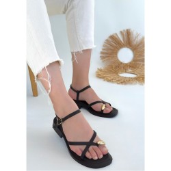 Nordi Kahverengi Cilt Kemerli Sandalet