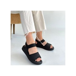 Jake Siyah Hasır Cilt Sandalet