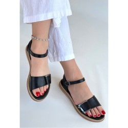 Andana Siyah Cilt Sandalet