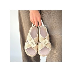 Cate Bej Hasır Cilt Sandalet