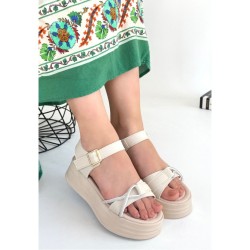 Luno Bej Cilt Kemerli Sandalet