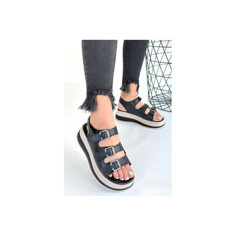 Jatay Siyah Cilt Sandalet