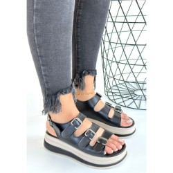 Jatay Siyah Cilt Sandalet