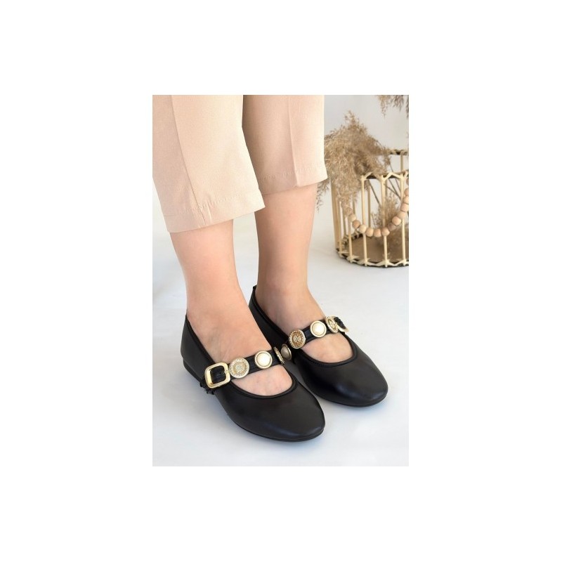 Atnis Siyah Cilt Babet Ayakkabı