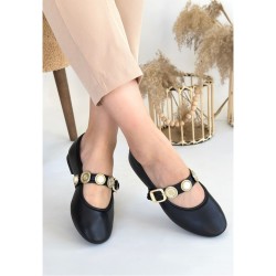 Atnis Siyah Cilt Babet Ayakkabı