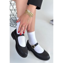 Yokox Siyah Cilt Oxford Ayakkabı