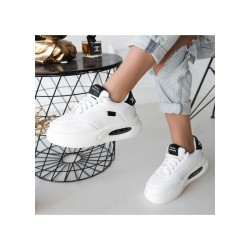 Chris Beyaz Cilt Siyah Detaylı Bağcıklı Spor Ayakkabı