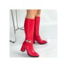 Mooni Kırmızı Cilt Topuklu Çizme